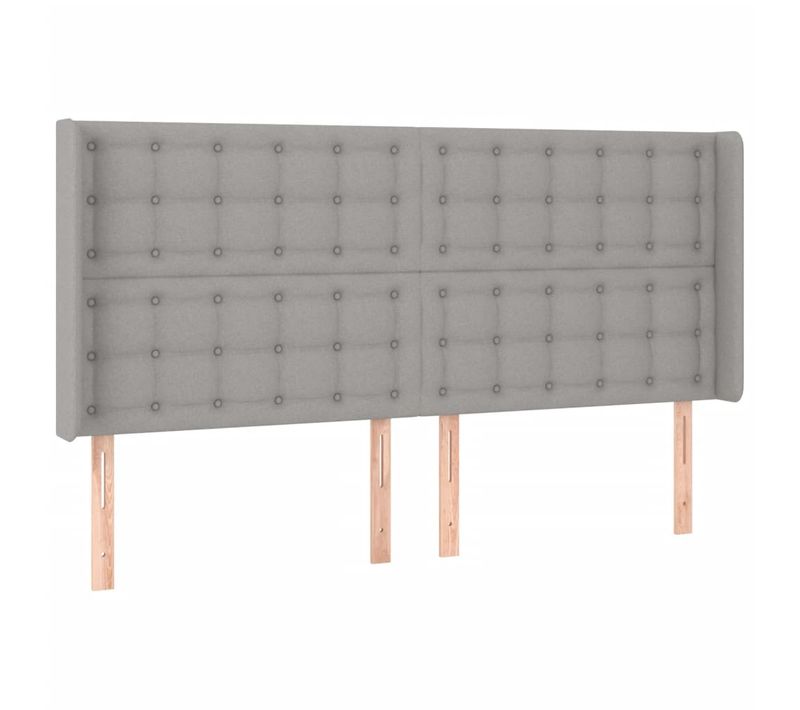 Tête De Lit À LED Gris Clair 203x16x118/128 Cm Tissu
