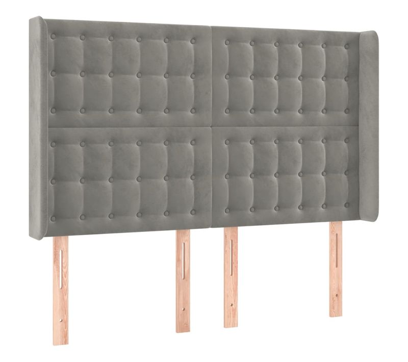 Tête De Lit À LED Gris Clair 147x16x118/128 Cm Velours