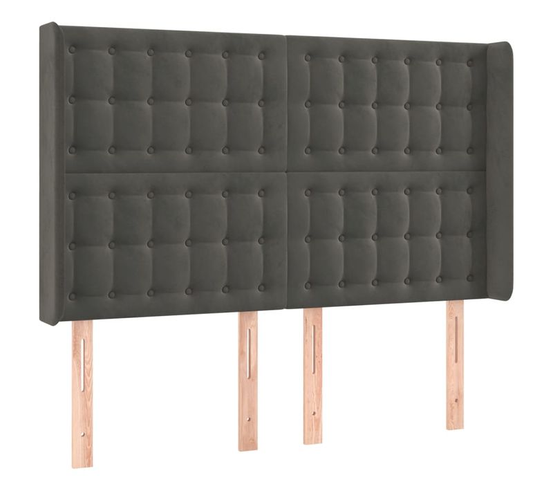 Tête De Lit À LED Gris Foncé 147x16x118/128 Cm Velours
