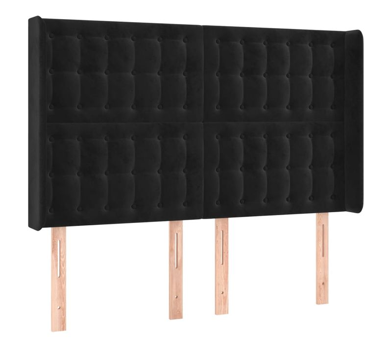 Tête De Lit À LED Noir 147x16x118/128 Cm Velours