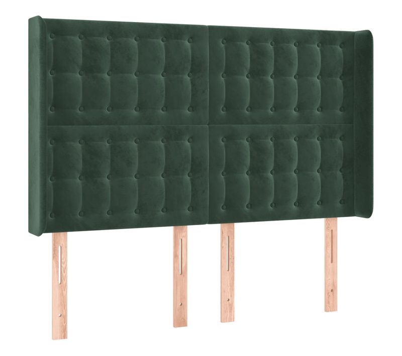 Tête De Lit À LED Vert Foncé 147x16x118/128 Cm Velours