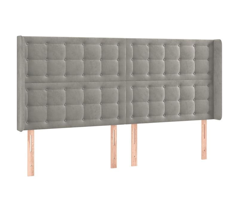 Tête De Lit À LED Gris Clair 183x16x118/128 Cm Velours