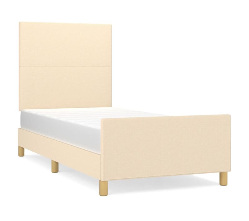 Cadre De Lit Sans Matelas Crème 100x200 Cm Tissu