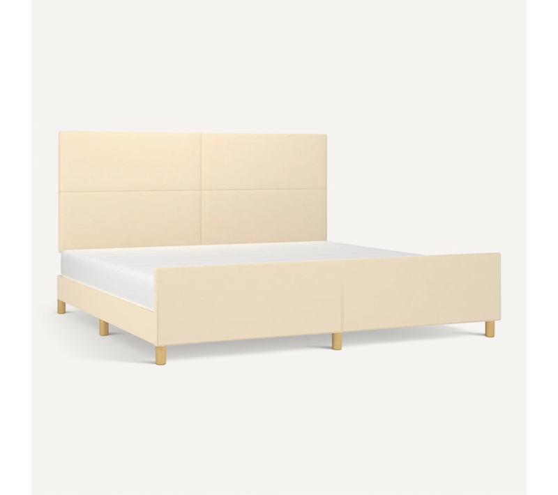 Cadre De Lit Sans Matelas Crème 200x200 Cm Tissu
