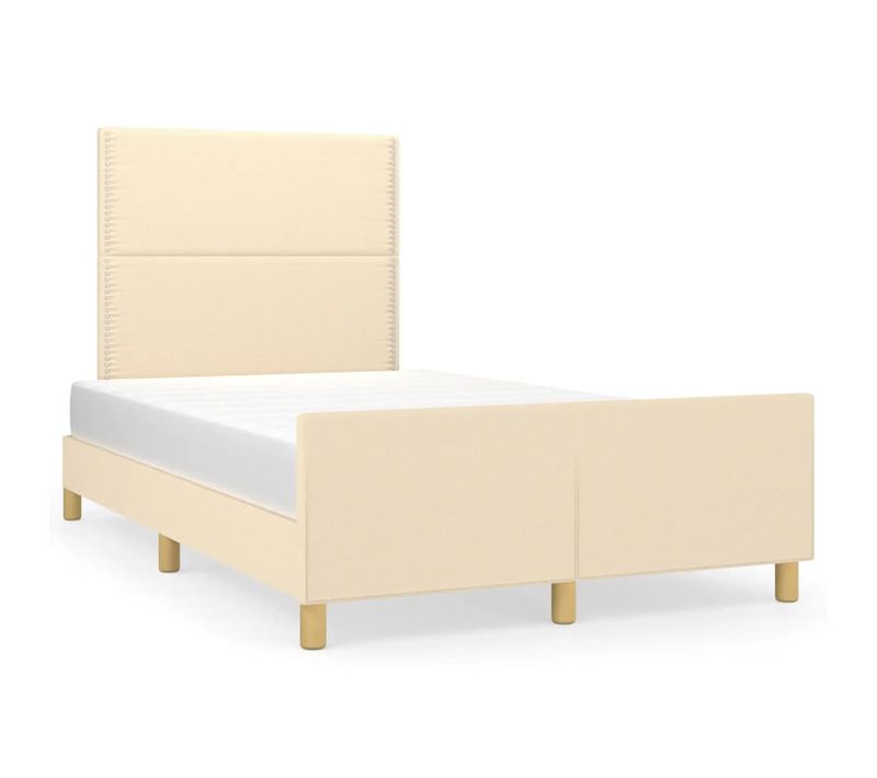 Cadre De Lit Sans Matelas Crème 120x200 Cm Tissu