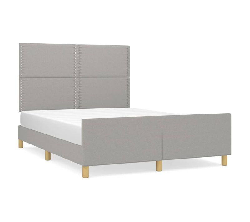 Cadre De Lit Sans Matelas Gris Clair 140x190 Cm Tissu