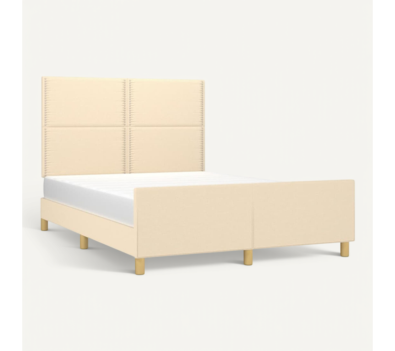 Cadre De Lit Sans Matelas Crème 140x190 Cm Tissu