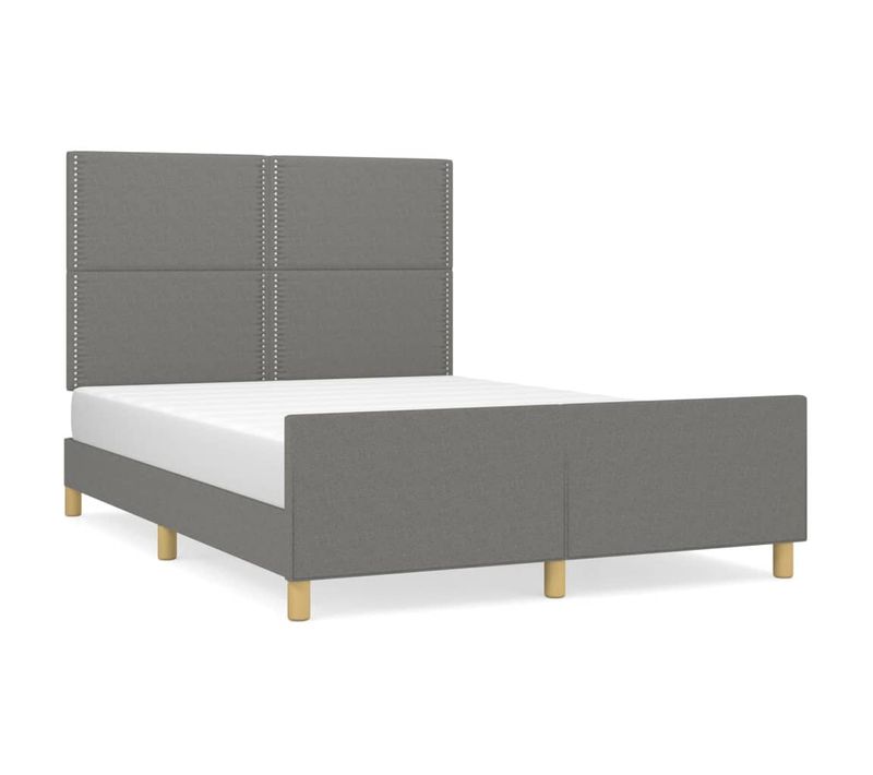 Cadre De Lit Sans Matelas Gris Foncé 140x200 Cm Tissu