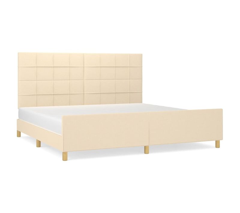 Cadre De Lit Sans Matelas Crème 200x200 Cm Tissu