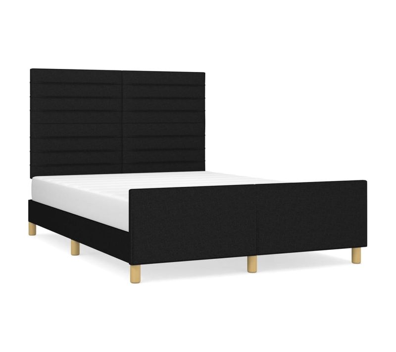 Cadre De Lit Sans Matelas Noir 140x190 Cm Tissu