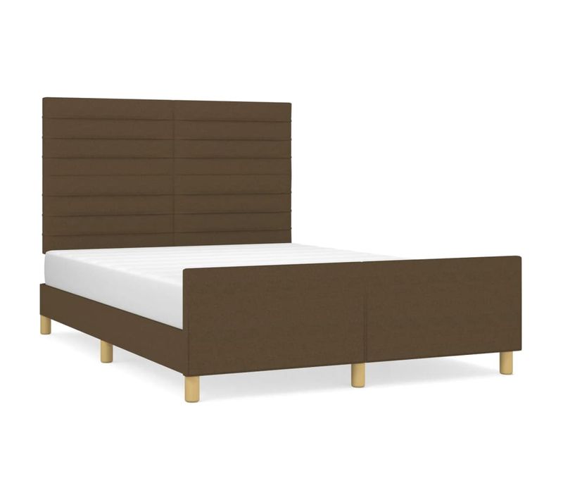 Cadre De Lit Sans Matelas Marron Foncé 140x200 Cm Tissu
