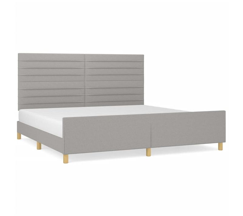 Cadre De Lit Sans Matelas Gris Clair 200x200 Cm Tissu