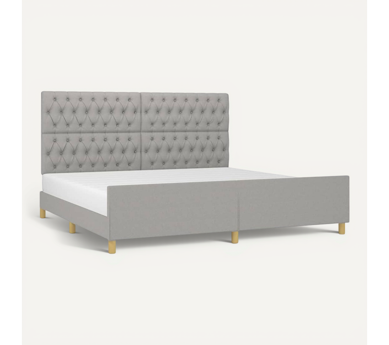 Cadre De Lit Avec Tête De Lit Gris Clair 200x200 Cm Tissu