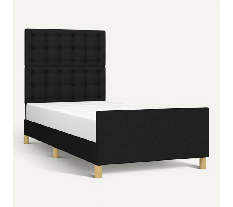 Cadre De Lit Avec Tête De Lit Noir 90x190 Cm Tissu