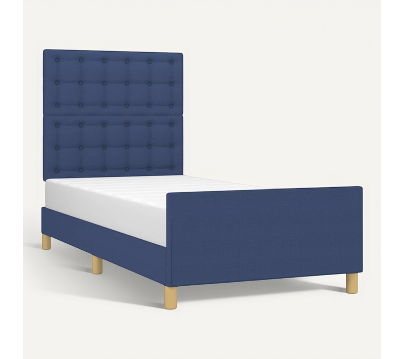 Cadre De Lit Sans Matelas Bleu 90x200 Cm Tissu