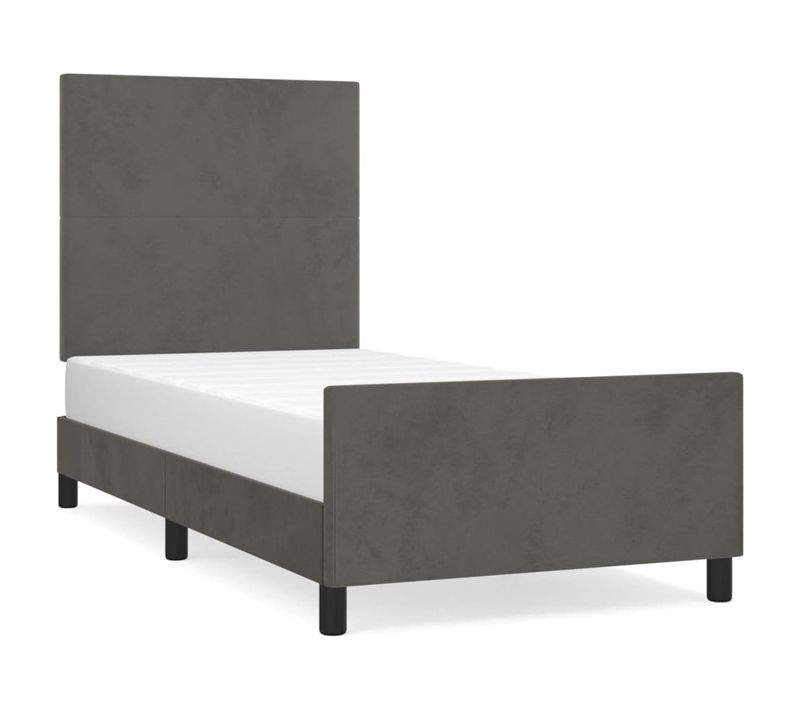 Cadre De Lit Sans Matelas Gris Foncé 100x200 Cm Velours