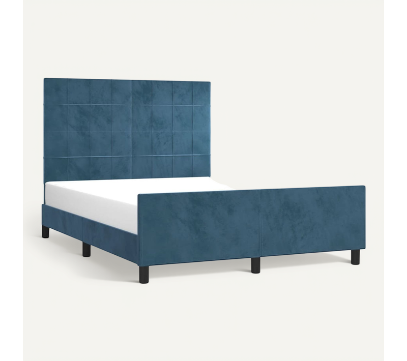 Cadre De Lit Sans Matelas Bleu Foncé 140x190 Cm Velours