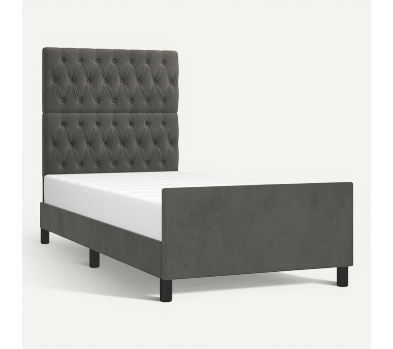 Cadre De Lit Sans Matelas Gris Foncé 90x200 Cm Velours