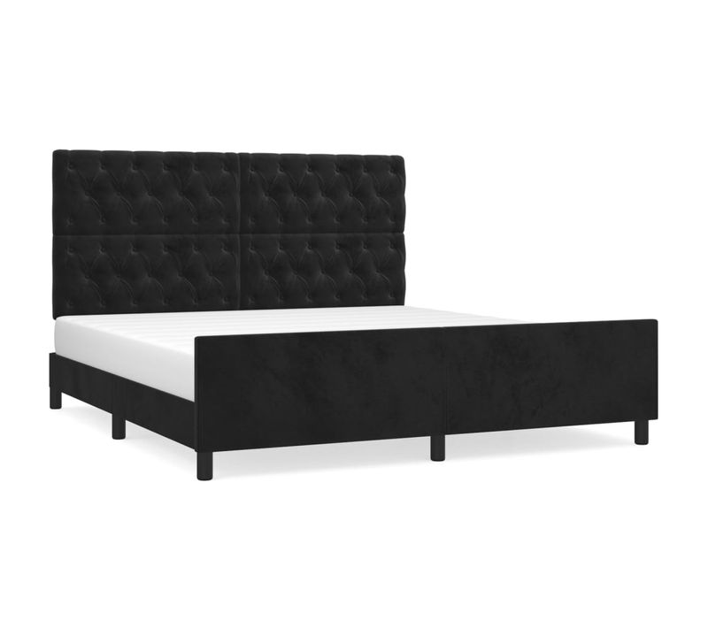 Cadre De Lit Sans Matelas Noir 160x200 Cm Velours