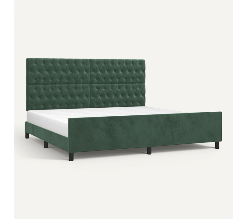 Cadre De Lit Sans Matelas Vert Foncé 200x200 Cm Velours