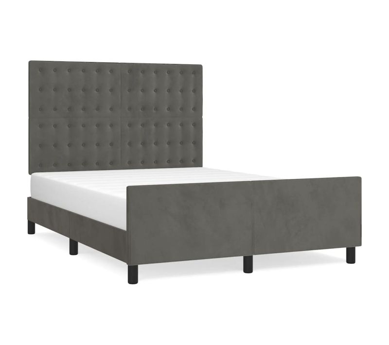 Cadre De Lit Sans Matelas Gris Foncé 140x190 Cm Velours