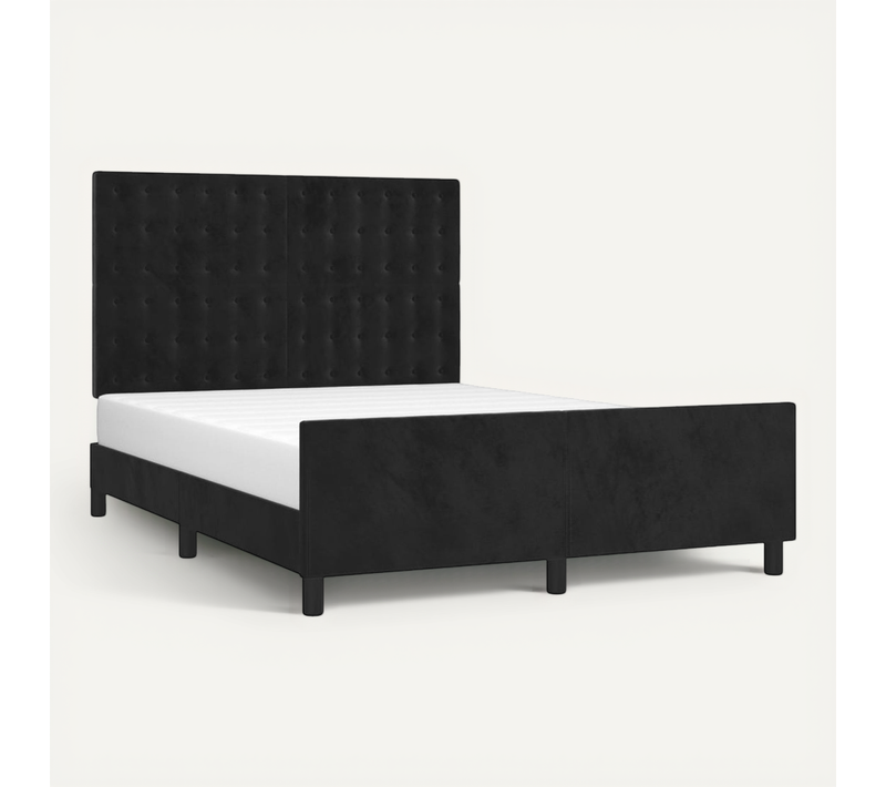 Cadre De Lit Sans Matelas Noir 140x190 Cm Velours