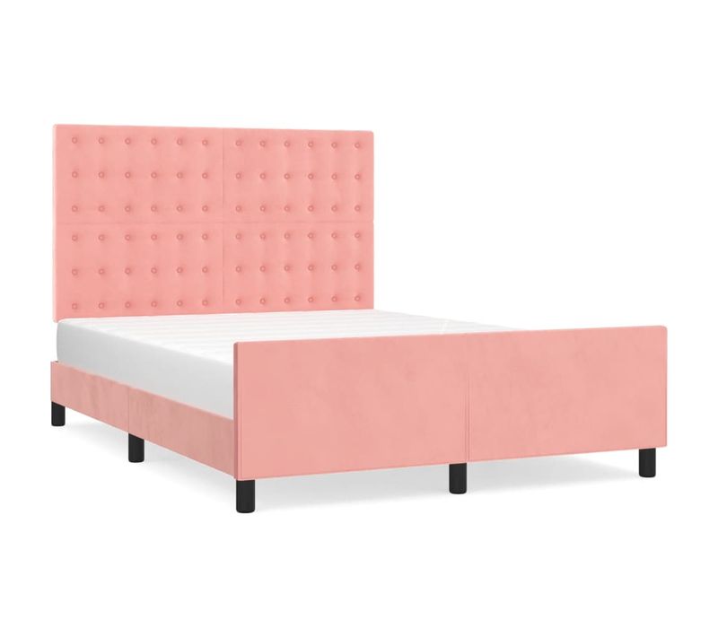 Cadre De Lit Sans Matelas Rose 140x200 Cm Velours