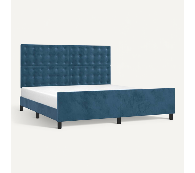 Cadre De Lit Sans Matelas Bleu Foncé Velours 180 x 200 cm