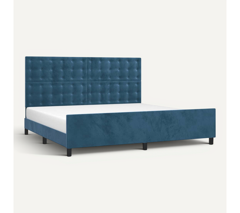 Cadre De Lit Sans Matelas Bleu Foncé 200x200 Cm Velours