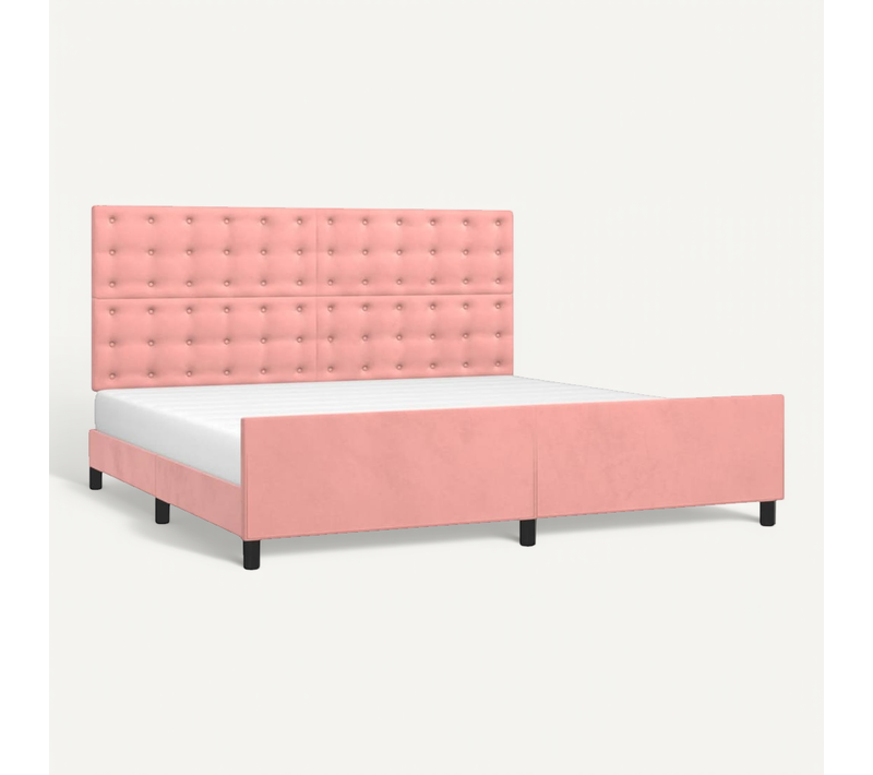 Cadre De Lit Sans Matelas Rose 200x200 Cm Velours