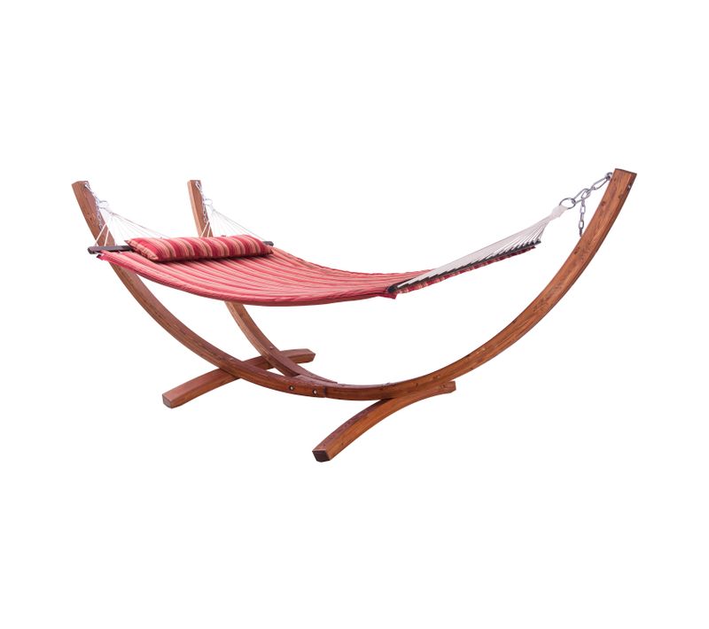 Hawaï Hamac Double XXL - Hamac 2 Personnes En Rouge Avec Support En Bois - Pour L’extérieur Pour