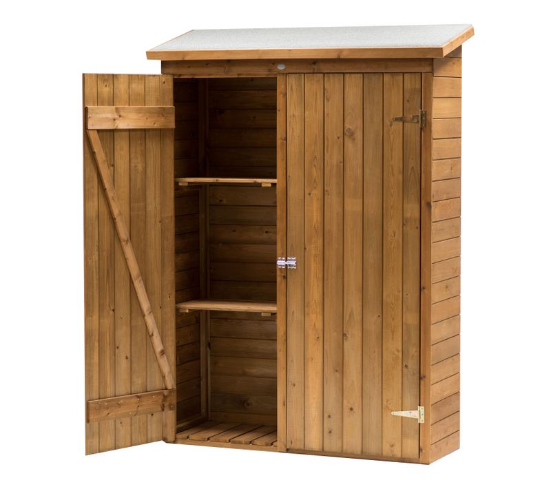 Olivier Armoire De Jardin, 131 X 180 Cm, Couleur Marron - Armoire Exterieur, Toit En Feutre -