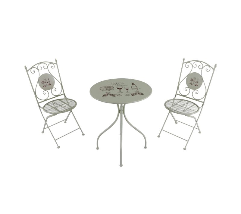 M Me Table Et Chaise Bistrot, 2 Chaises 1 Table, Ensemble Bistro Extérieur Vin Crème - Salon