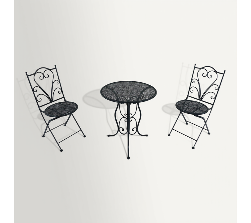 Eloise Table Et Chaise Bistrot, 2 Chaises 1 Table, Ensemble Bistro Extérieur Imprimé Gris -