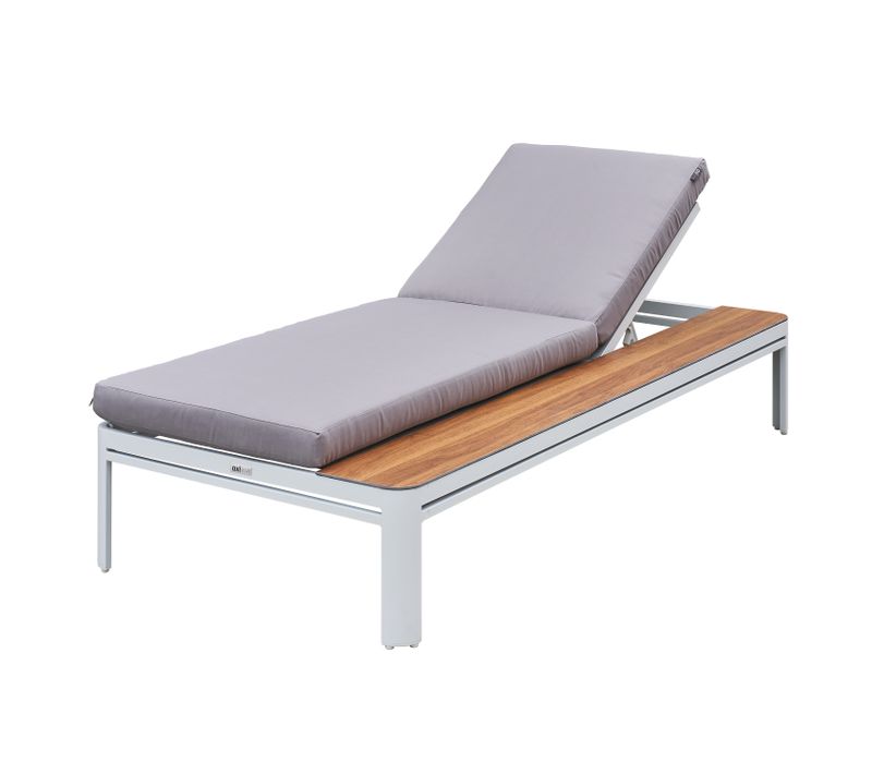 Kira Bain De Soleil Avec Table En Bois / Gris - Transat Jardin En Aluminium Avec Dossier