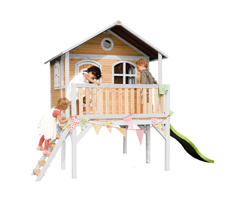 Sophie Maison Enfant Avec Toboggan Vert Citron - Aire De Jeux Pour L'extérieur En Marron et