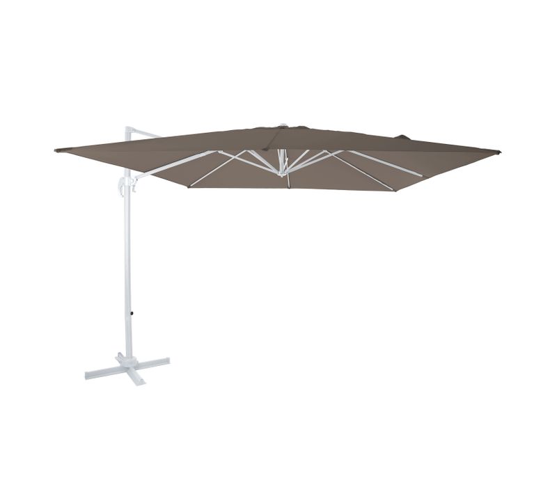 Nima Parasol Déporté Blanc/taupe - Parasol Déporté Rectangulaire 300x300 Cm - Parasol Pied