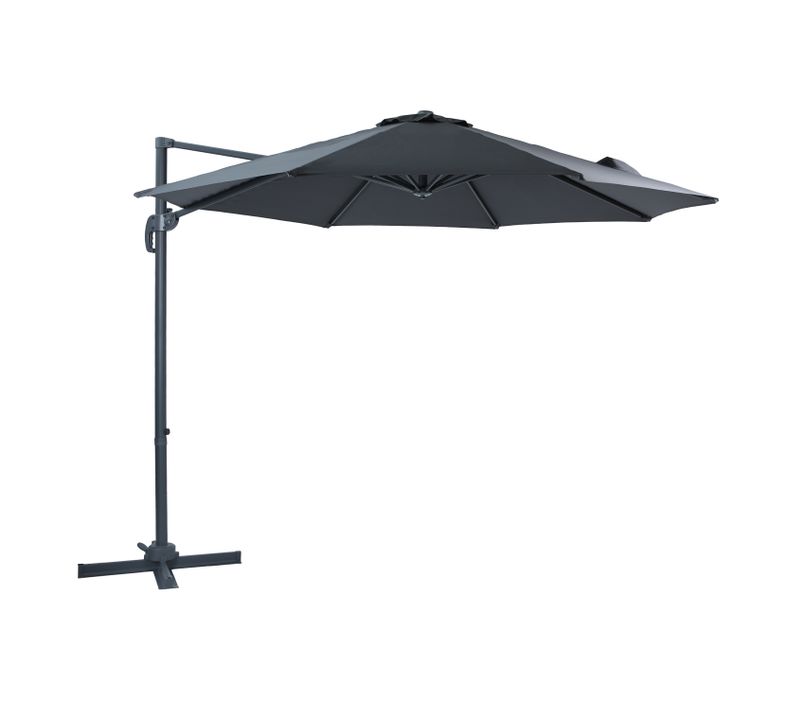 Marisol Parasol Déporté Anthracite/gris - Parasol Déporté Rectangulaire Ø 300cm - Parasol Pied