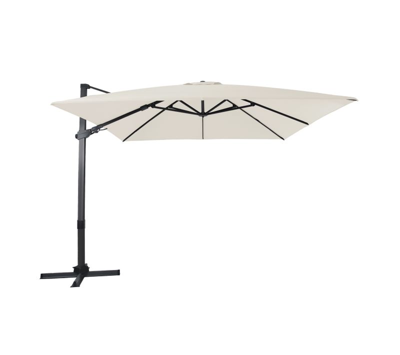 Apollo Premium Parasol Déporté Gris/beige - Parasol Déporté Rectangulaire 300x300cm - Parasol