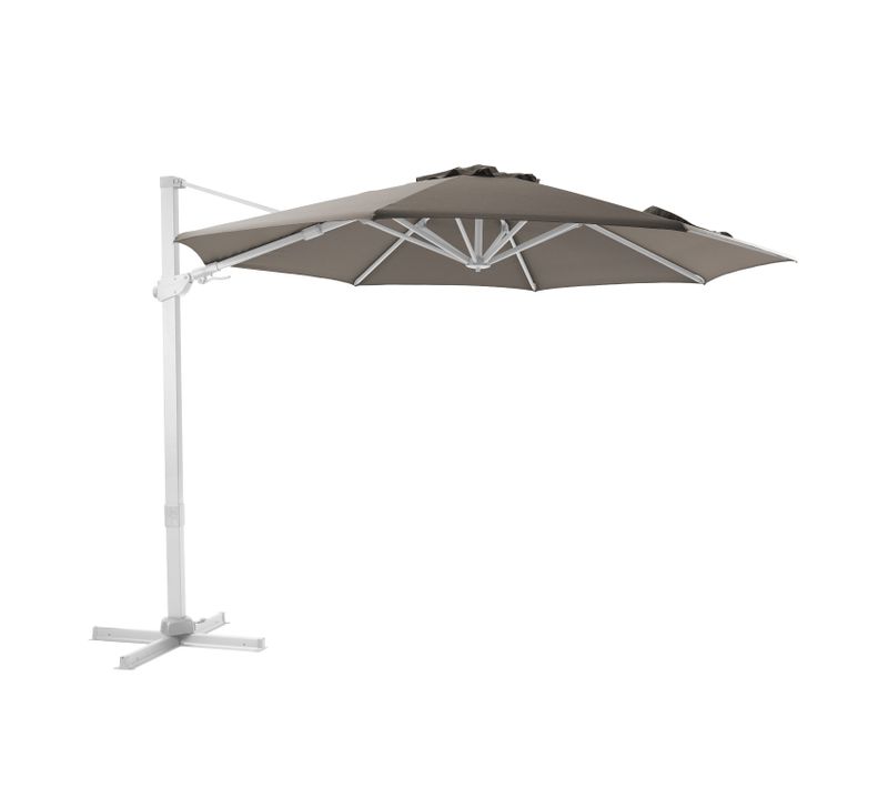 Cyrus Premium Parasol Déporté Blanc/taupe - Parasol Déporté Rectangulaire Ø 300cm - Parasol Pied