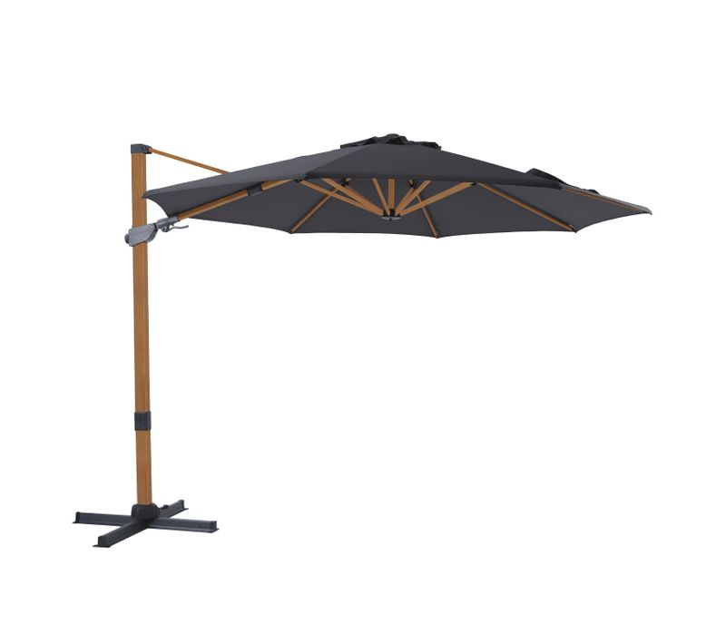 Cyrus Premium Parasol Déporté Marron/gris - Parasol Déporté Rectangulaire Ø 300cm - Parasol Pied