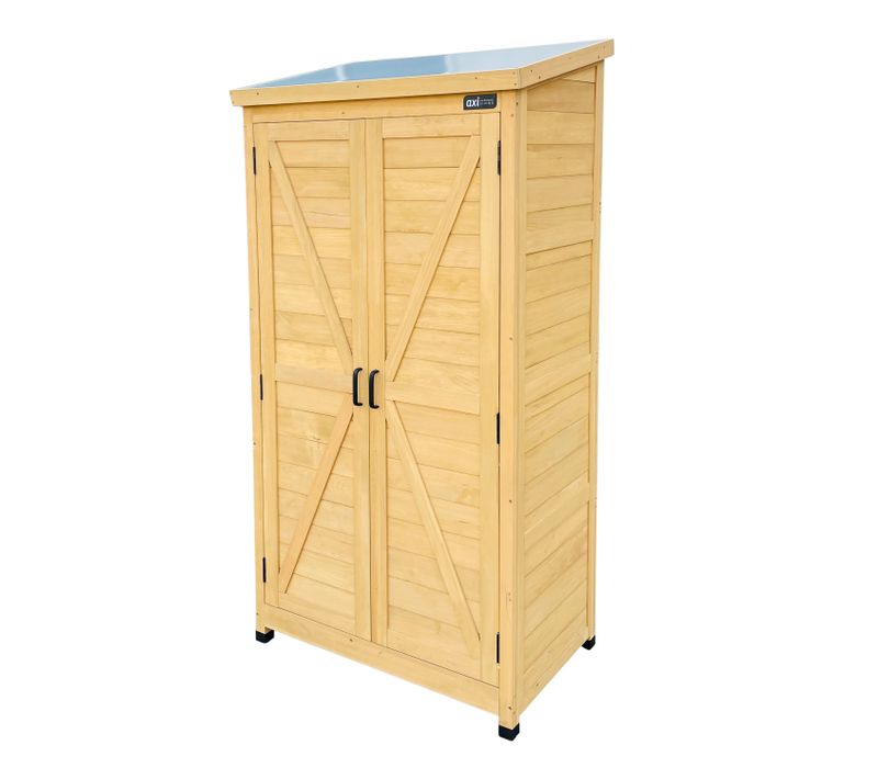 Hugo Armoire De Jardin En Bois Brun - Armoire Exterieur, Armoire à Outils Pour Le Jardin Avec 3