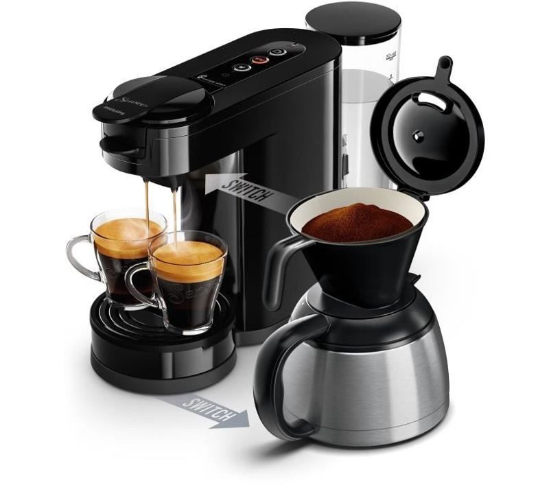 Machine à Café Dosette et filtre - Senseo Switch Hd6592/65 - Noir Intense