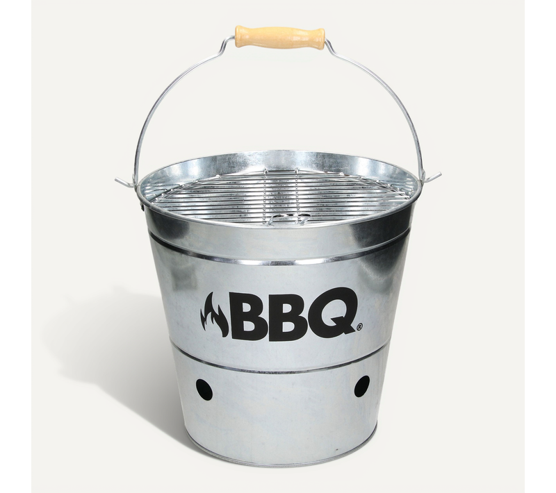Seau Á Barbecue Avec Grille De Cuisson Mini Gril Bbq Jardin Pique-nique Argent
