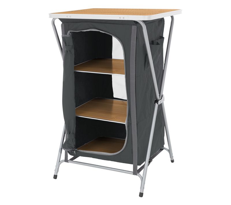 Armoire De Camping Pliable Polyvalente Chariot De Service Et Voyage Avec Table