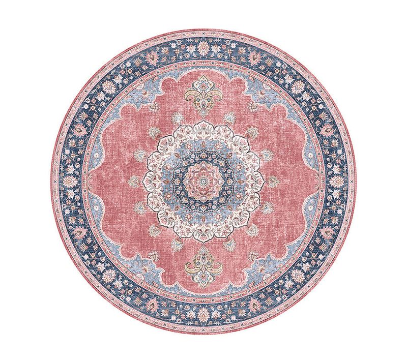 Tapis Rond Vintage - Lily Medallion Rouge/rose - Rond - D. 120 Cm