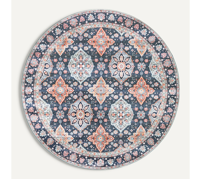 Tapis Rond Vintage - Imagine Oriental Bleu - Rond - D. 200 Cm