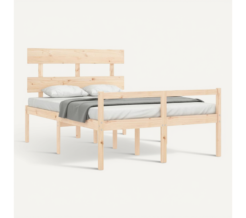 Lit Pour Personne Âgée Sans Matelas 140x190 Cm Bois Massif