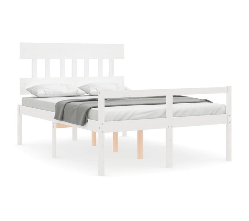 Lit Pour Personne Âgée Sans Matelas Blanc 140x190cm Bois Massif