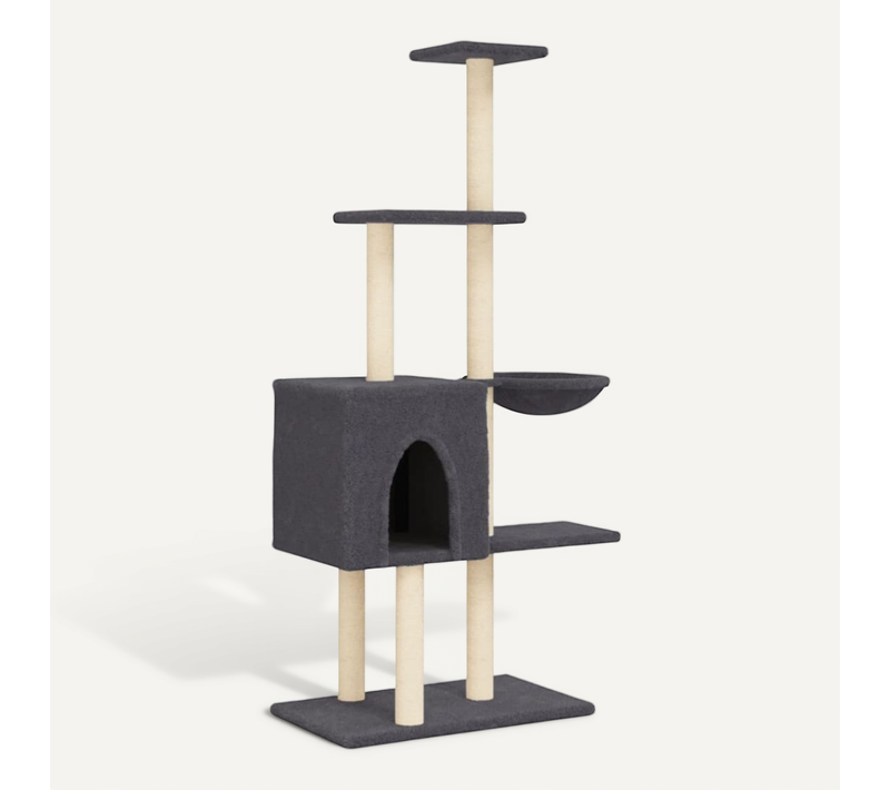 Arbre À Chat Avec Griffoirs En Sisal Gris Foncé 145 Cm